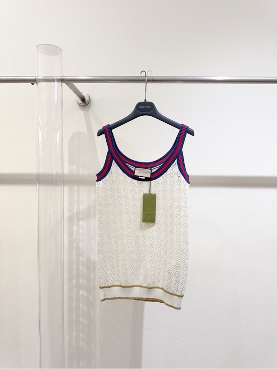 Gucci Tops - 🚩steal Gucci White Knit Tank with Red and Blue Trim